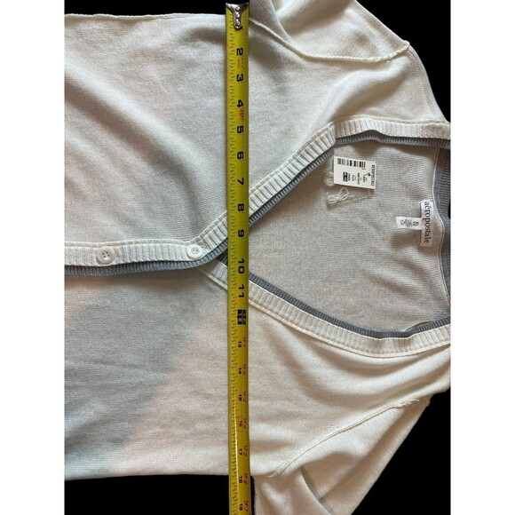 Aeropostale Ivory Grey Trim Button Up Tunic Long Cardigan XL NWT Academia - Picture 11 of 14